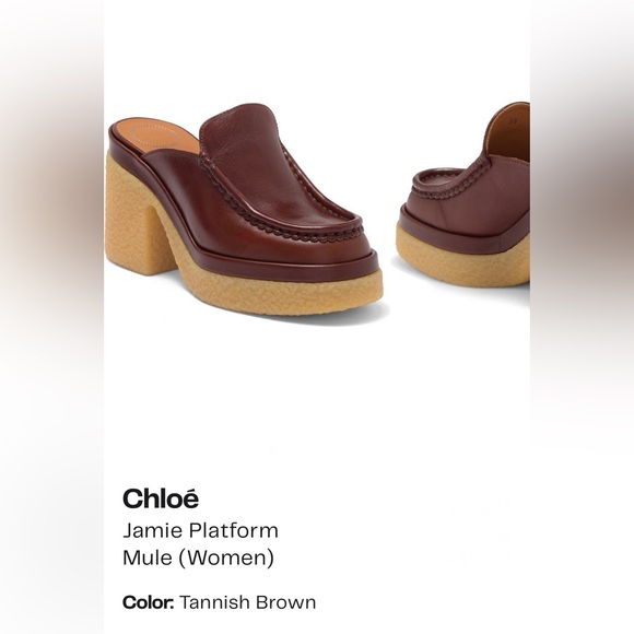 New Chloé Jamie tannish brown leather platform mules sz 39 - Picture 1 of 16